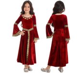 Disfraz de renacimiento medieval para niñas, vestido maxi de princesa vintage de terciopelo, vestido de fiesta, vestido de cosplay 5-6 Years púrpura
