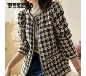 Chaqueta con fragancia pequeña para mujer, chaqueta de Tweed con temperamento que combina con todo a principios de otoño, ropa fina de invierno XXL