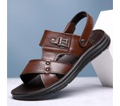 Sandalias de cuero genuino para hombres zapatos de playa casuales antideslizantes Sandalias de moda casuales para hombres Sandalias Masculina Sandalia masculina 37 negro