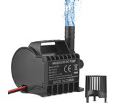 Bomba de agua sumergible eléctrica de 12 V, 500 l/h, pequeña bomba para fuente con elevación máxima de 1,5 m, cable de 50 cm y QR75E negro