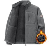 Chaqueta polar para hombre, abrigo informal cálido, chaqueta polar para otoño e invierno, ropa de moda con cuello alto para hombre XXL gris