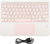 Teclado inalámbrico con panel táctil de bajo ruido, teclas cuadradas, 10 pulgadas, rosa, multifuncional, inalámbrico