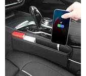 Organizador Universal para hueco de asiento de coche, consola de cuero PU, bolsillo lateral, caja de almacenamiento de hendidura de asiento, accesorio Interior para BMW G30 F30 negro