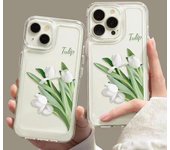 Funda transparente multimodelo Tulip blanca para Apple 12, 13, 14Pro, 15ProMax, 16Plus iPhone 15