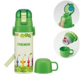 Skater Botella de agua de acero inoxidable para beber directamente, 470 ml, taza para beber, 430 ml, tipo ligero, Pikmin, para niños, con aislamiento térmico, botella deportiva