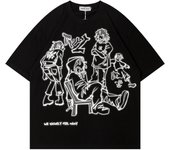 Streetwear Funny Anime Cartoon Camiseta Gráfica S negro