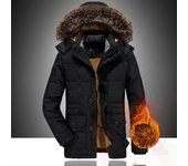 Chaqueta acolchada de algodón grueso de polar de versión media y larga para hombre de invierno Chaqueta acolchada de algodón para hombre M caqui
