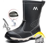 Zapatos de seguridad impermeables para hombre, botas de trabajo con punta de acero, botas de seguridad para el trabajo a prueba de perforaciones, calzado protector de alta calidad para construcción 46