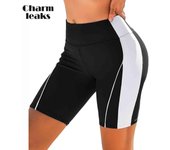 CHARMLEAKS Pantalones cortos de baño de talle alto de 5 pulgadas para mujer, pantalones cortos de playa de secado rápido UPF 50+, pantalones cortos de traje de baño XL azul