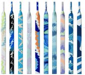 Cordones de zapatos coloridos con degradado plano para zapatillas, rayas, cordones con efecto tie-dye, cordón azul deslumbrante, personalidad, cuerda para hombres y mujeres con el mismo 100cm