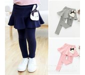 Pantalones de primavera y otoño para niños, pantalones de vestir de princesa para niñas, falda de malla esponjosa de dos piezas falsas, pantalones de 2 a 6 años 2T/90cm