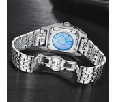 Reloj mecánico automático Santos para hombre, resistente al agua, con esfera grande y diseño de rayas huecas.