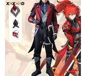 XCXOSD Diluc Disfraces de Cosplay Juego Red Dead of Night Roleplay Traje de Fiesta de Halloween Peluca L