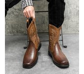 Botas vaqueras de estilo retro occidental para hombre, botas altas antideslizantes para conducir y motociclista, botas de cuero de alta calidad. 38
