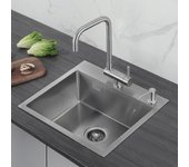 Fregadero de cocina de acero inoxidable cepillado CECIPA - 1 seno - Estilo moderno - 50 cm x 100 cm