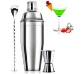 Juego de coctelera de 3 piezas, coctelera de Martini de 24 oz con colador incorporado, coctelera mezcladora Margarita de acero inoxidable