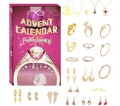 Calendario de Adviento navideño 2022 para niñas con 24 joyas, dijes, collares, pulseras, pendientes y anillos.