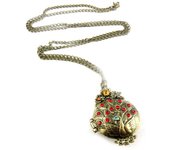 Les Trésors De Lily [A0490] - Collar largo 'Pavo real' barroco rojo dorado (cazuela) - 70cm - 5x3cm rojo