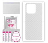 apgo Protective Skin Sticker for the back compatible with Xiaomi Redmi 10A Sport, Wrap Film, Foil, Vinyl - Pattern Transparent Carbon