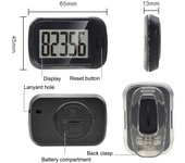 Podómetro con cordón Memoria de 7 días Pasos Quema de calorías Distancia a pie Millas Kilómetros LCD negro