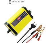 Cargador de batería para motocicleta y coche, 12V, 2A, completamente automático, 3 etapas, plomo ácido, AGM, GEL, LCD inteligente EU Plug