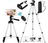 Trípode ligero Para cámara, soporte Para teléfono, trípode portátil de escritorio Para teléfono móvil Para iPhone, Canon, Sony, Nikon, cámara de vídeo Para 110cm negro