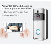 Timbre y timbre con video inteligente, inalámbrico, aplicación remota para el hogar, comunicación bidireccional, cámara de seguridad a prueba de agua blanco