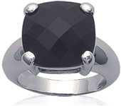 Bague Argent 'Linda' Noir argenté (rhodié) - 14x14 mm 52 negro