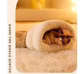 Saco de dormir cálido para gatos para el invierno Saco de dormir cálido para gatos en otoño e invierno Orificio para perforar el nido Sellado del nido para gatos Seguro para perros