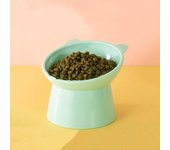 Cuenco para mascotas, Protector de cuello antivuelco con inclinación de fondo alto, platos de comida para perros y gatos, cuenco de alimentación encantador, suministros para gatos verde