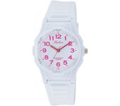 [Citizen Q&Q] Reloj analógico resistente al agua con correa de uretano VS06-006 para mujer, blanco y rosa