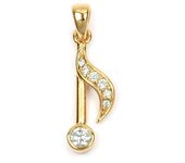 Les Trésors De Lily [M8981] - Colgante chapado en oro 'Notas musicales' de oro blanco - 27x7 mm oro