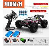 Nuevo coche Rc todoterreno 4x4 de alta velocidad 75 KM/H coche de Control remoto con faro LED sin escobillas 4WD 1/16 Monster Truck juguetes para niños regalo 1  battery rojo