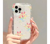 Bonita funda de teléfono con flores rosas para iPhone 11, funda para iPhone 13, 12, 15, 14 Pro Max, X, XS, XR, 7, 8 Plus, SE, funda suave transparente con diseño floral estético For iPhone 12 Pro