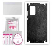 Adhesivo protector apgo para la parte trasera y laterales compatible con Samsung Galaxy A72, película protectora completa, lámina de vinilo - Patrón de cuero negro