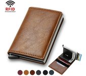 Tarjetero para hombre, tarjetero, tarjetero, pequeño, de cuero, fino, mágico, mini, inteligente, minimalista
