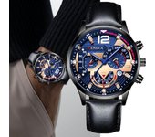 Relojes de cuarzo de estilo deportivo para hombre, relojes de pulsera con calendario de diseño Original para hombre, el mejor reloj de regalo para marido, familia y amigos azul/negro