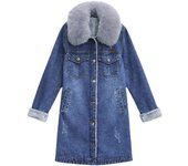 Chaqueta de invierno de felpa vaquera para mujer, chaqueta de algodón grueso con retazos de longitud media para mujer 2XL