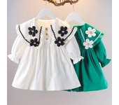 Vestido de manga larga de dibujos animados para niñas, ropa para niños, vestidos de princesa, ropa informal 110 blanco