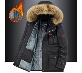 Chaqueta de invierno para hombre, parka cálida y gruesa de forro polar, cortavientos, abrigo militar con capucha y cuello de piel, ropa para hombre de talla grande 8XL 8XL caqui