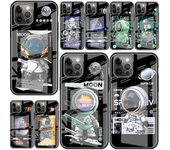 Funda de cristal con diseño de astronauta y estrellas para iPhone 14, 11, 13 Pro, 12, 7, 8 Plus, SE 2022, XR, X, XS Max, 6, 6S iPhone 14 Pro Max