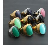 Anillo de piedra azul de acero inoxidable con joyería personalizada, anillo de moda para mujer, anillo de zafiro galvanizado de acero de titanio No. 12