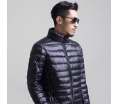 Chaqueta de plumas ligera de pie de hombre chaqueta de invierno XL S negro