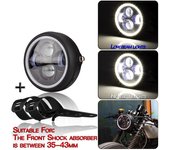 Nuevo Faro LED redondo Universal para motocicleta de 6,5 pulgadas con soporte para Harley Cafe Racer
