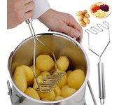 Aparato de cocina de acero inoxidable, machacador de patatas, herramienta de cocina, puré de patatas, prensa ondulada, accesorios de cocina plata
