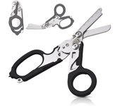 Tijeras para traumatismos, alicates multifuncionales, herramientas para acampar al aire libre, tijeras de emergencia, regla, cortador de banda negro