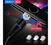 Cable magnético USB 3A para iPhone tipo C, carga rápida de datos, teléfono móvil USB C 1Plug plata