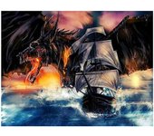 Diy Diamond Painting Cartoon Dragon Boat Rhinestone Diamante Bordado Cruz Stitch Mosaic Sticker 20X30CM