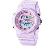 PINDOWS 50M Reloj digital deportivo para exteriores con alarma LED, cronómetro para mujer, resistente al agua, reloj, multifunción, luz de fondo, calendario, reloj, púrpura