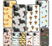 Funda negra Dachshund Dog Love para Apple Iphone 11 13 12 Mini 14 Pro Max Xr 7 8 + Se 2020 Xs 6 6s Plus 5 5s, funda de silicona para teléfono iPhone 14 Plus